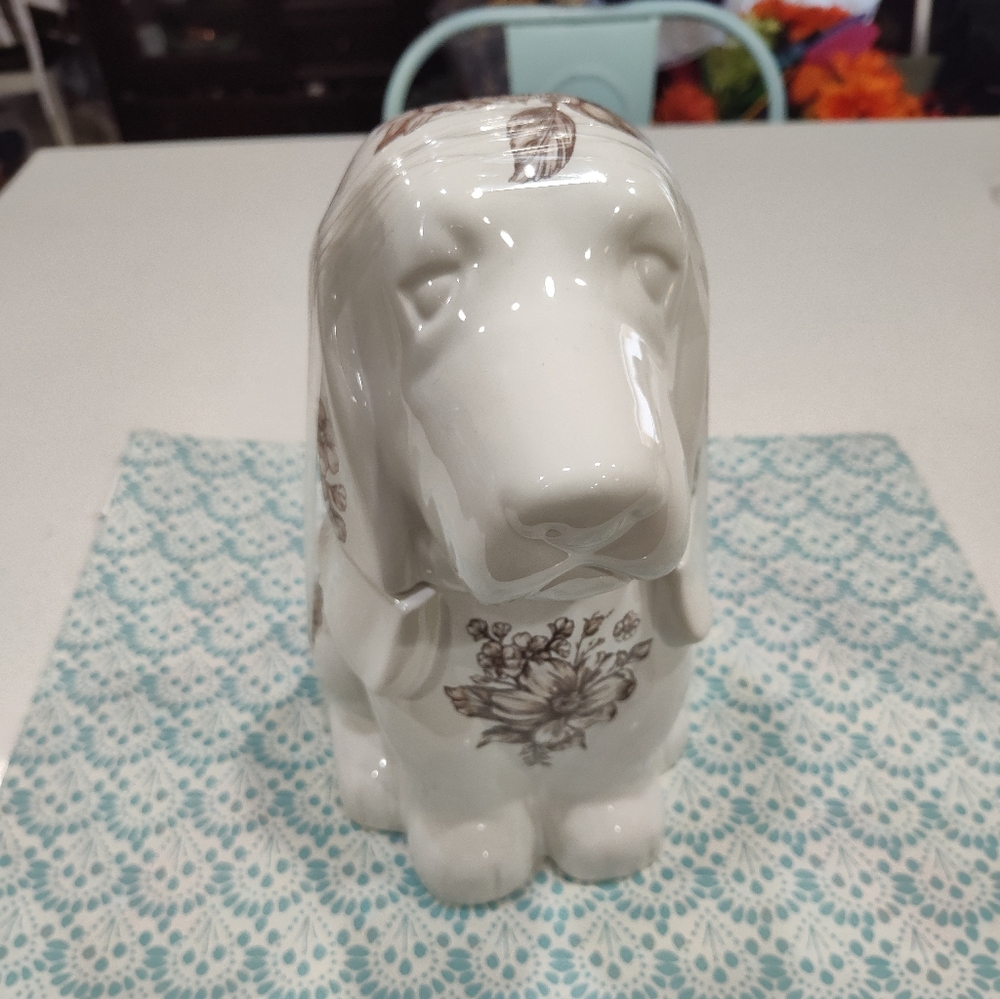 Pioneer Woman Ceramic Charlie Cookie Jar.  Brown w/Glossy Cream Finish.8.75 X 11